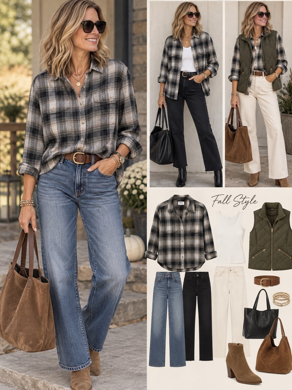 American Eagle Outfitters Black & Gray Plaid flannel Shirt